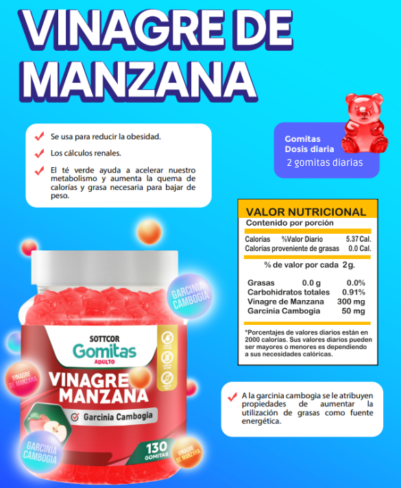 GOMITAS VINAGRE DE MANZANA - 130 GOMITAS