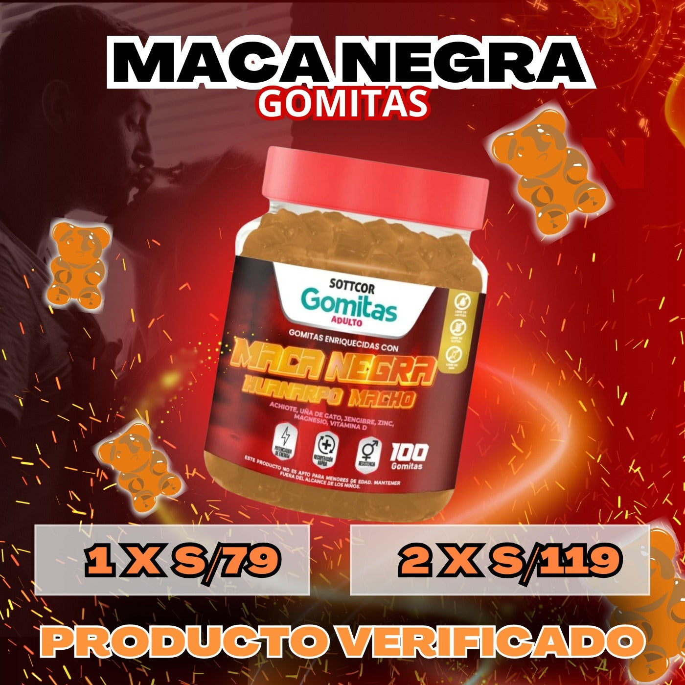 GOMITAS MACA NEGRA - 100 GOMITAS